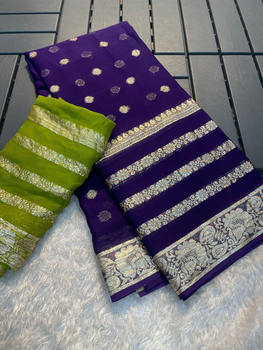 Viscose Saree With Running Contrast Blouse