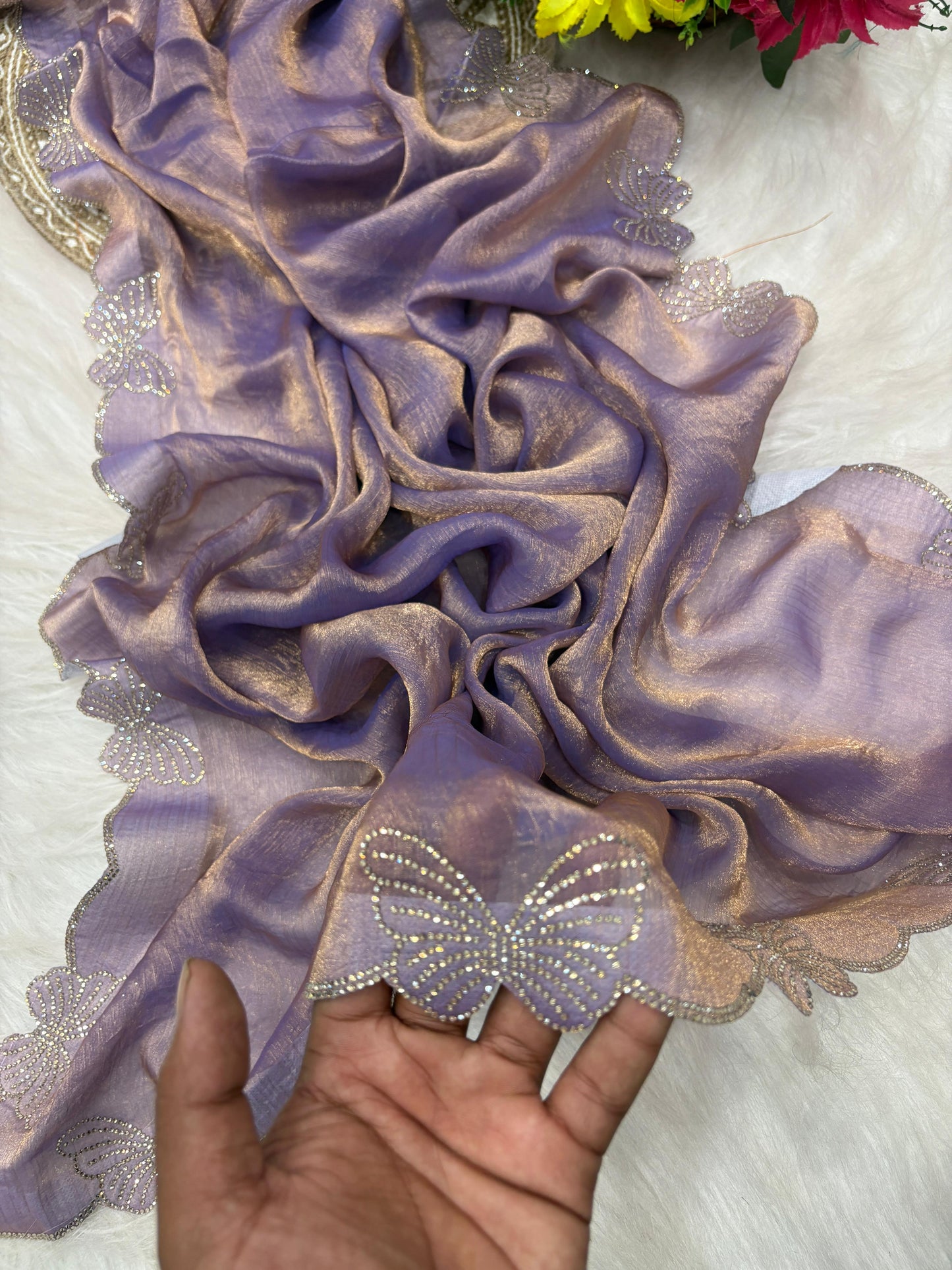 Beautiful Fandy Chffion Sikk Saree With Butterfly Conecpt