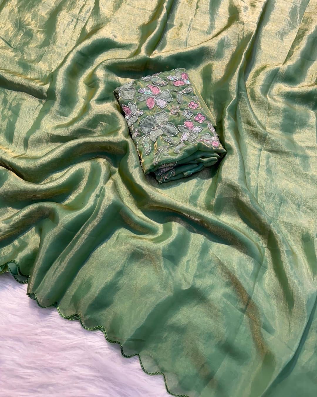 Pure Space Silk Saree with Party Wear Blouse