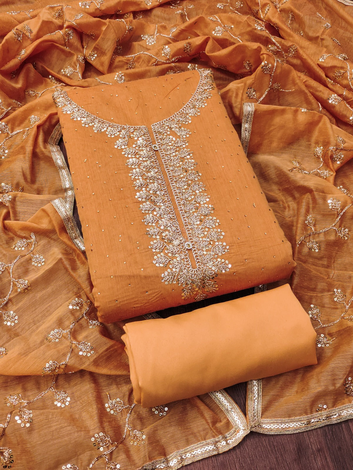 Top modal butti bottom inner heavy crep dupatta
