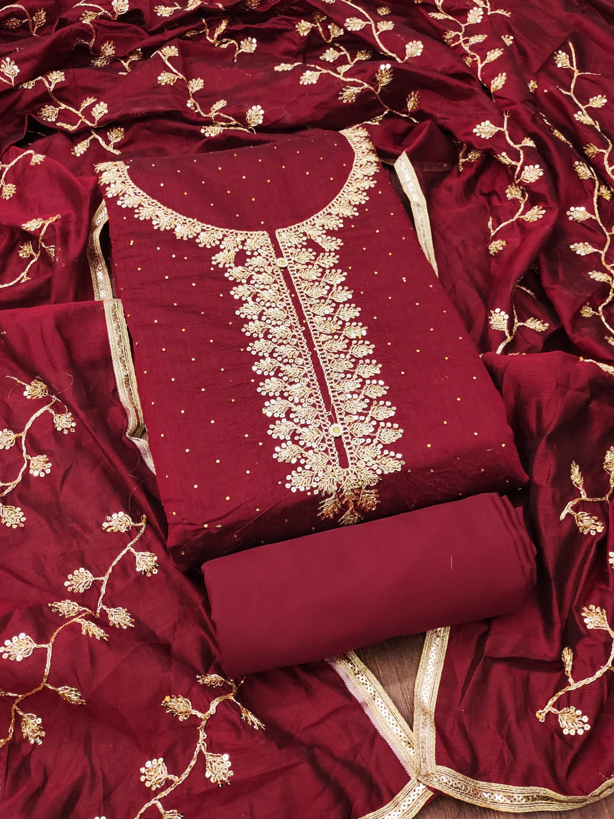 Top modal butti bottom inner heavy crep dupatta