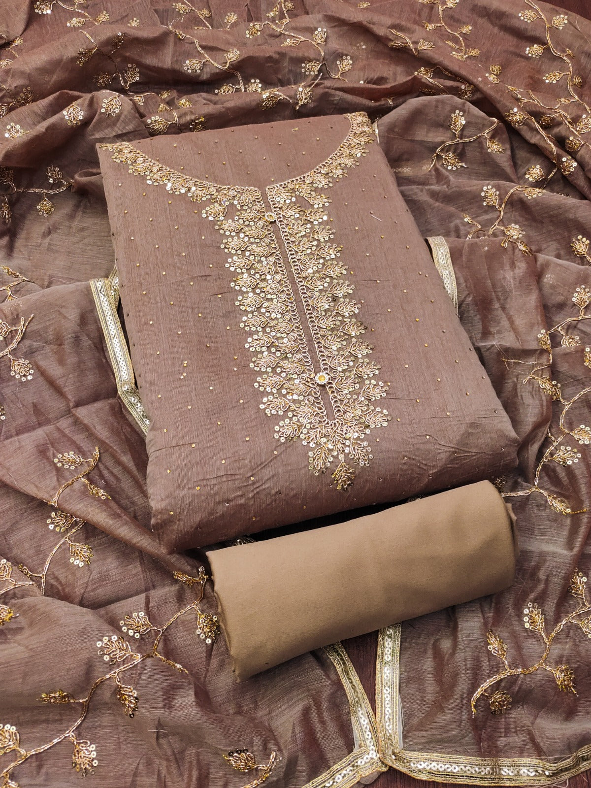 Top modal butti bottom inner heavy crep dupatta