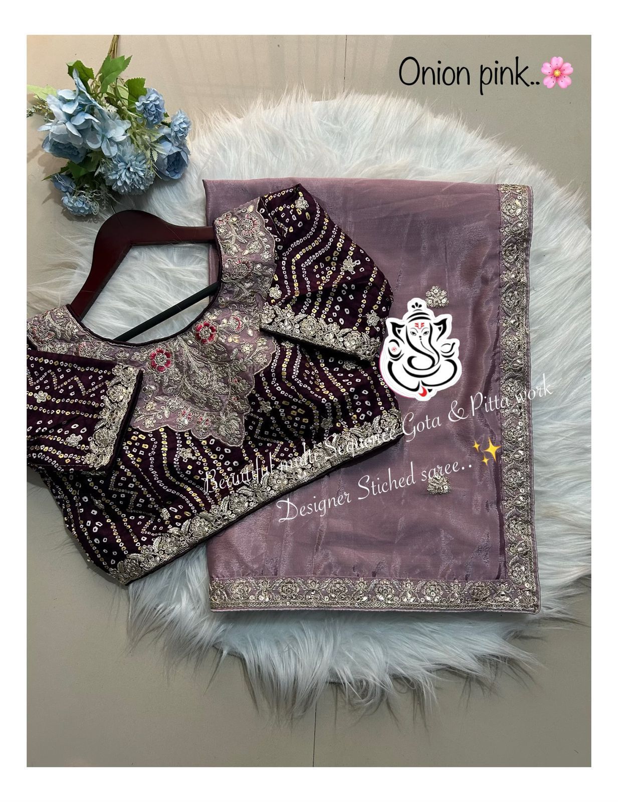 Beautiful multi coding sequence Gota & pitta embroidery work Border designer saree