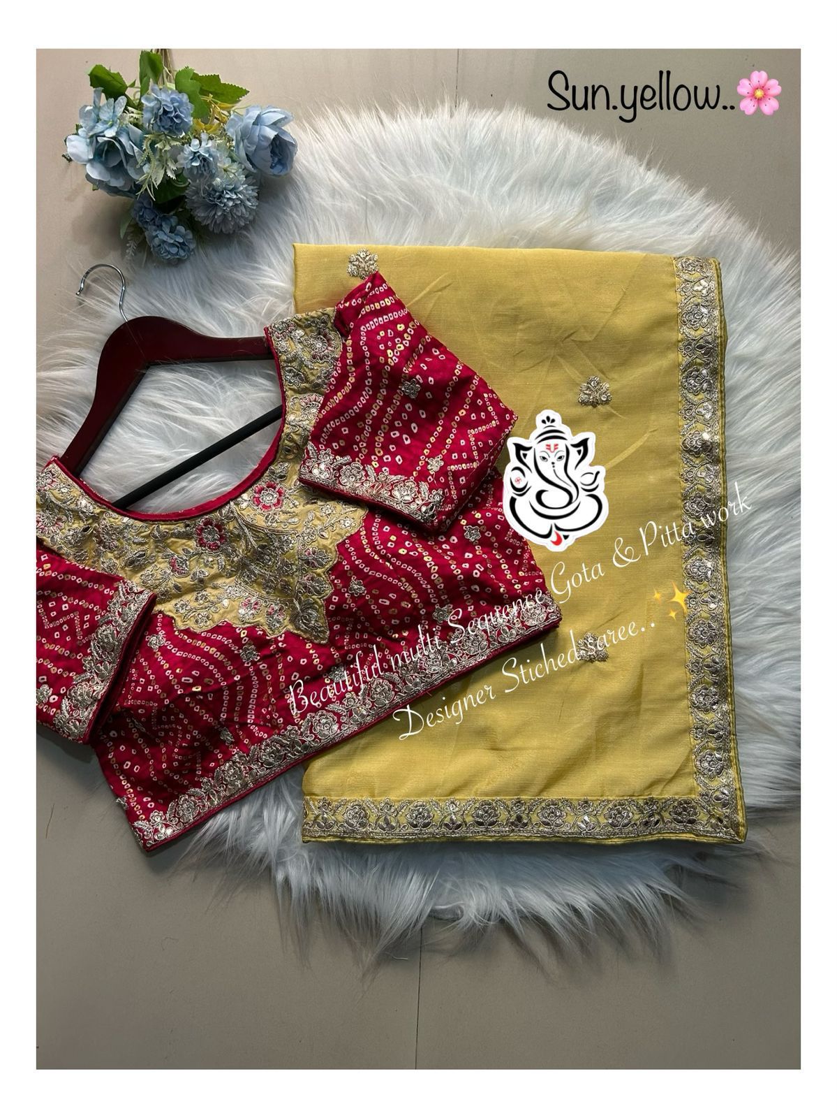 Beautiful multi coding sequence Gota & pitta embroidery work Border designer saree
