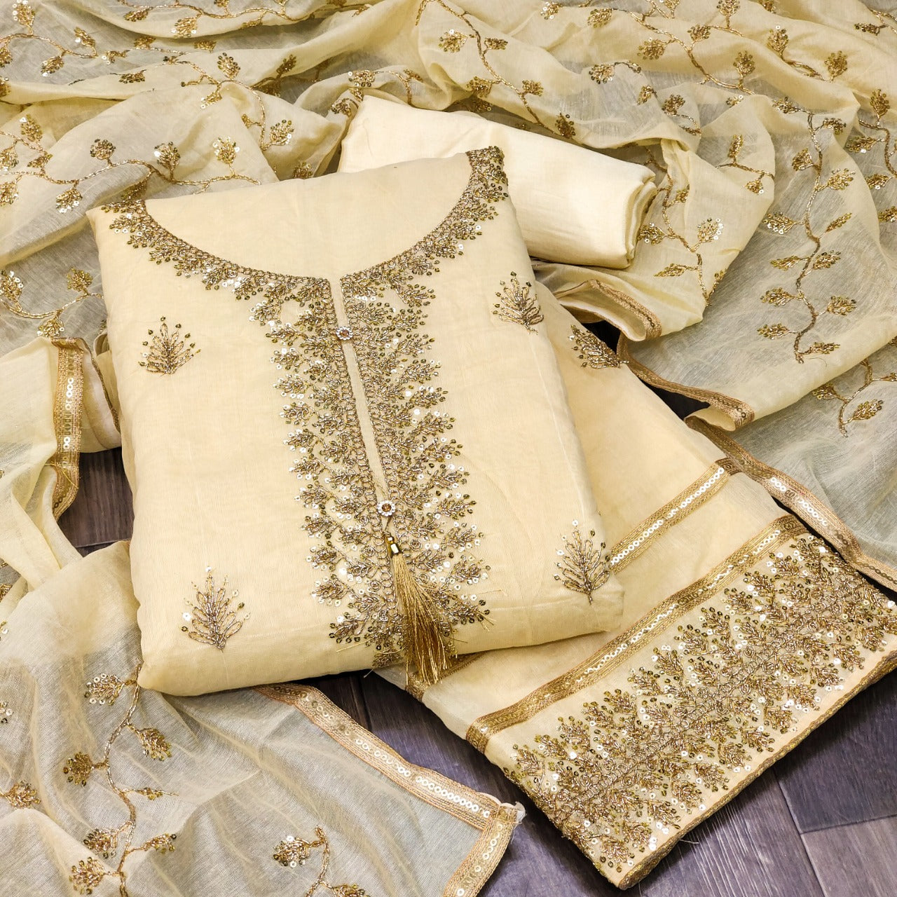 Top modal butti bottom inner heavy crep dupatta