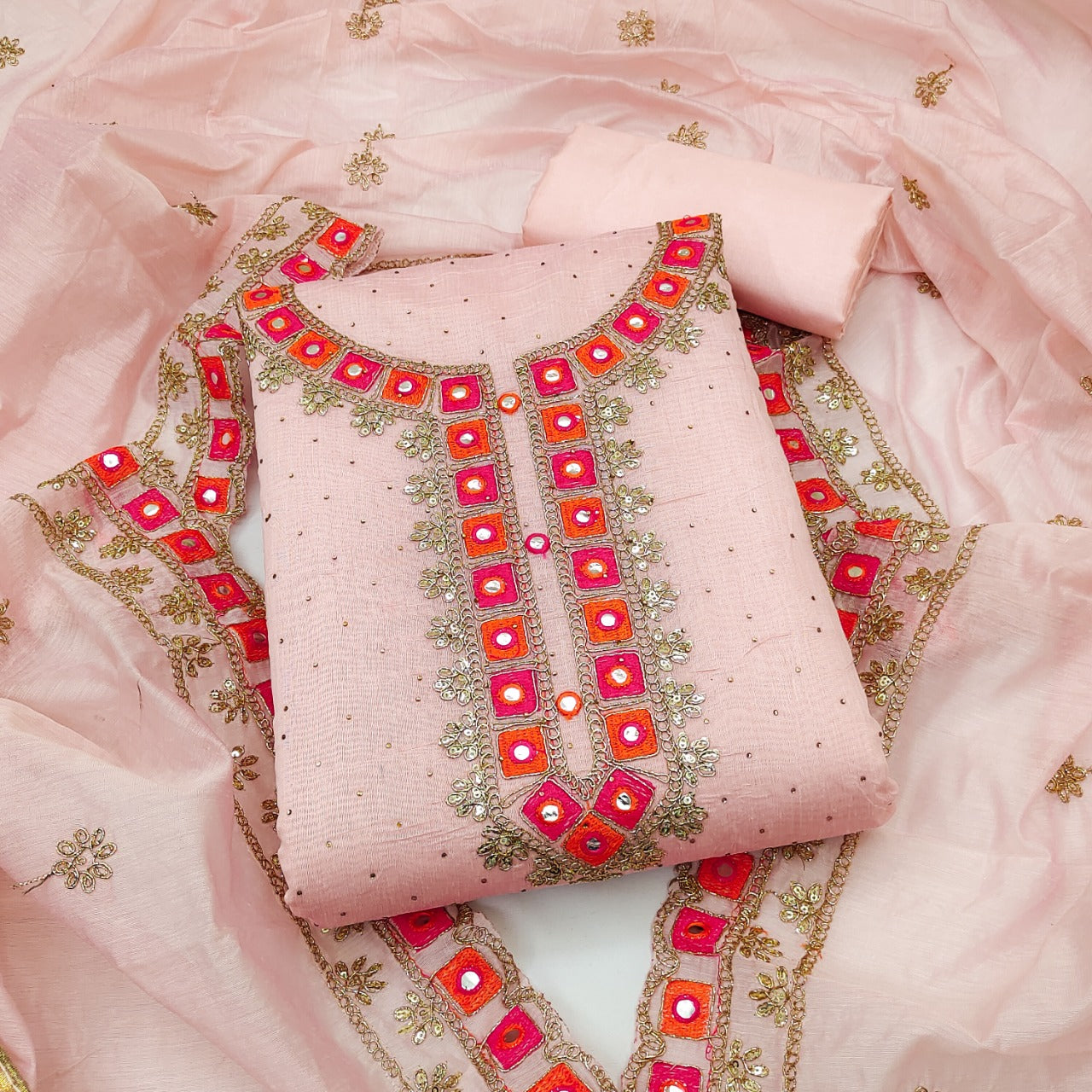 Top modal butti bottom inner heavy crep dupatta