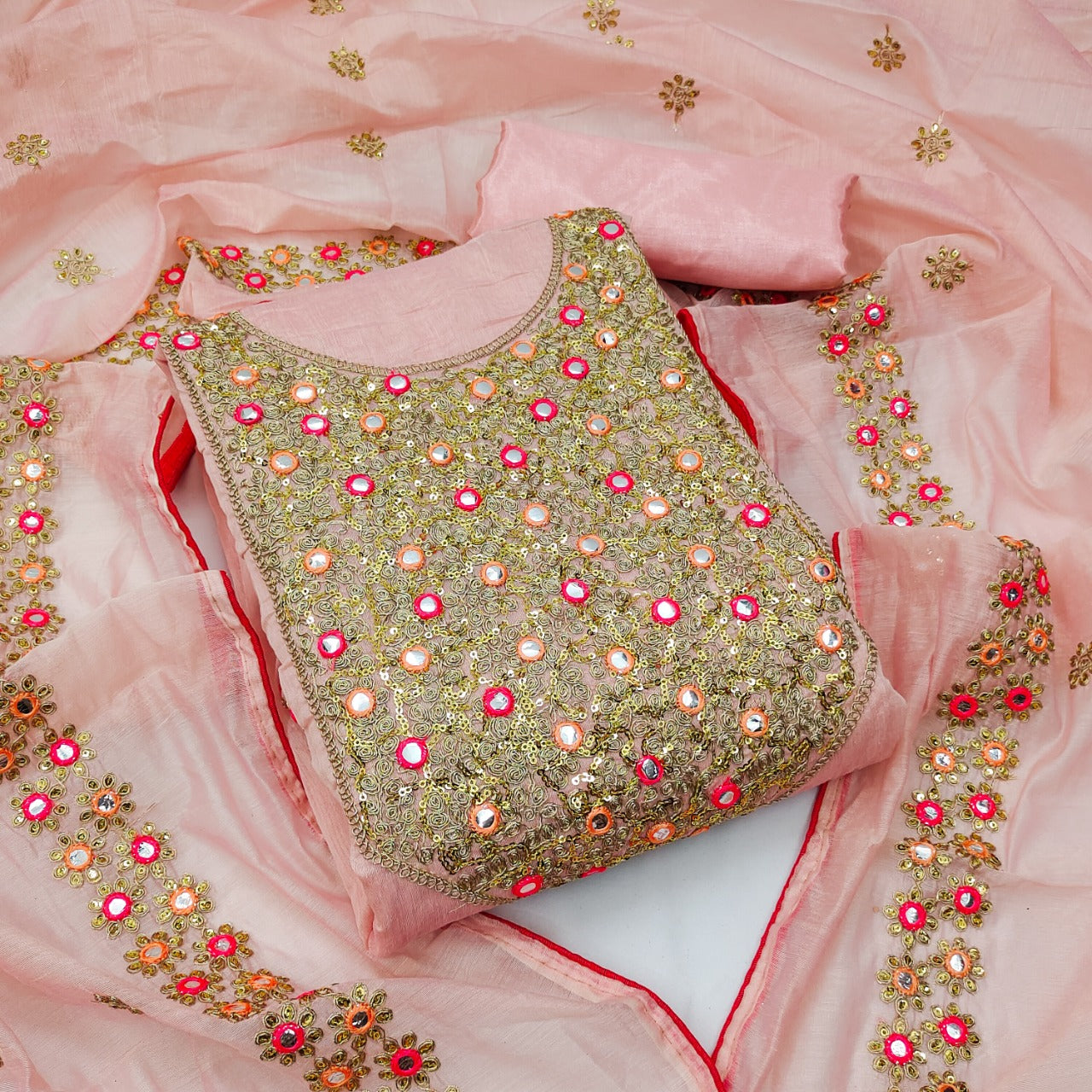 Top modal butti bottom inner heavy crep dupatta