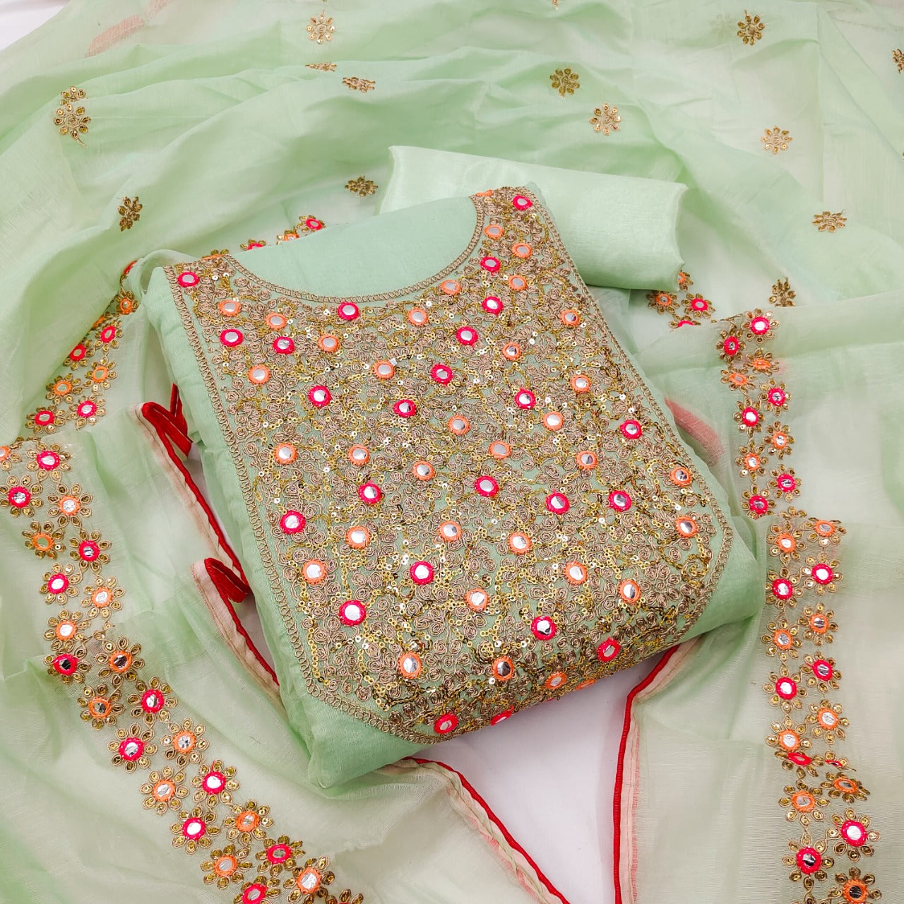 Top modal butti bottom inner heavy crep dupatta