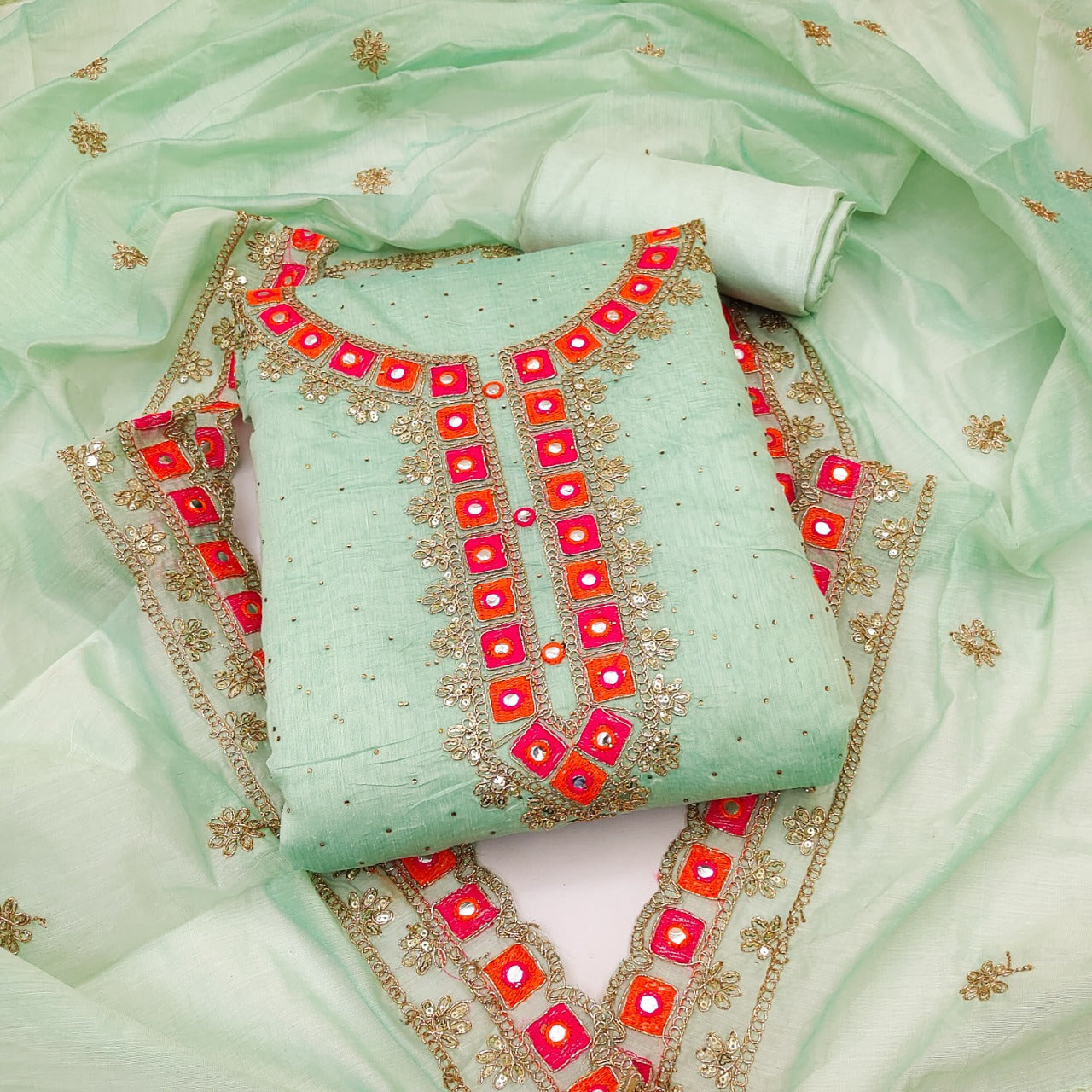 Top modal butti bottom inner heavy crep dupatta