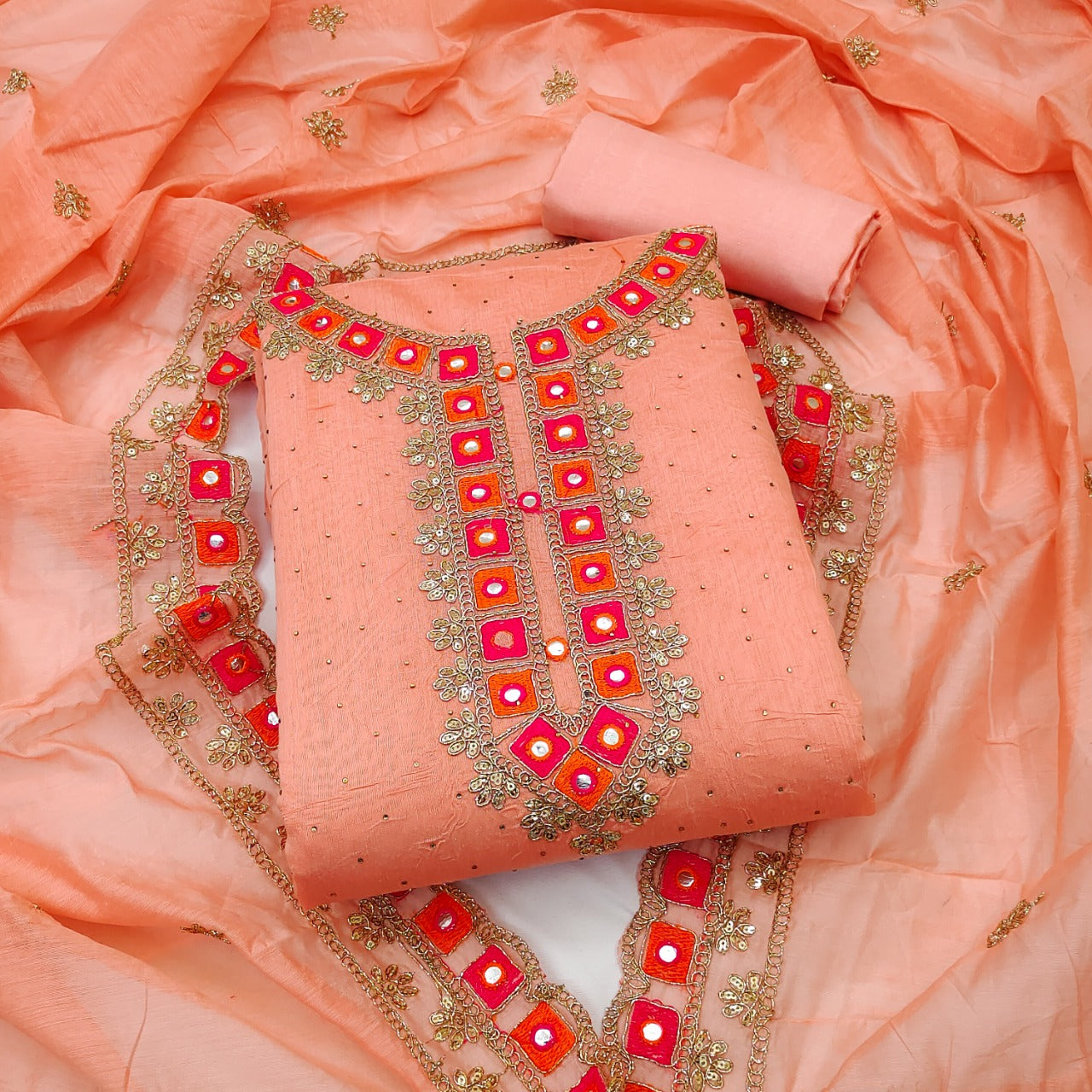 Top modal butti bottom inner heavy crep dupatta