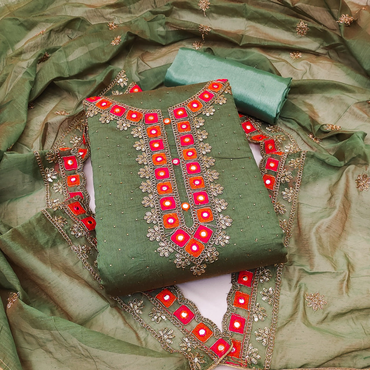 Top modal butti bottom inner heavy crep dupatta
