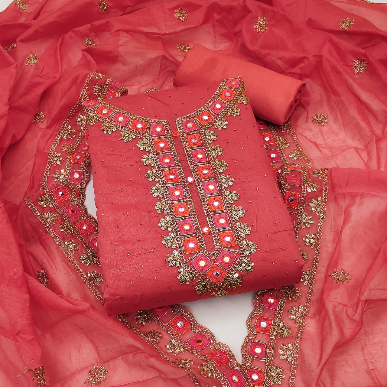 Top modal butti bottom inner heavy crep dupatta