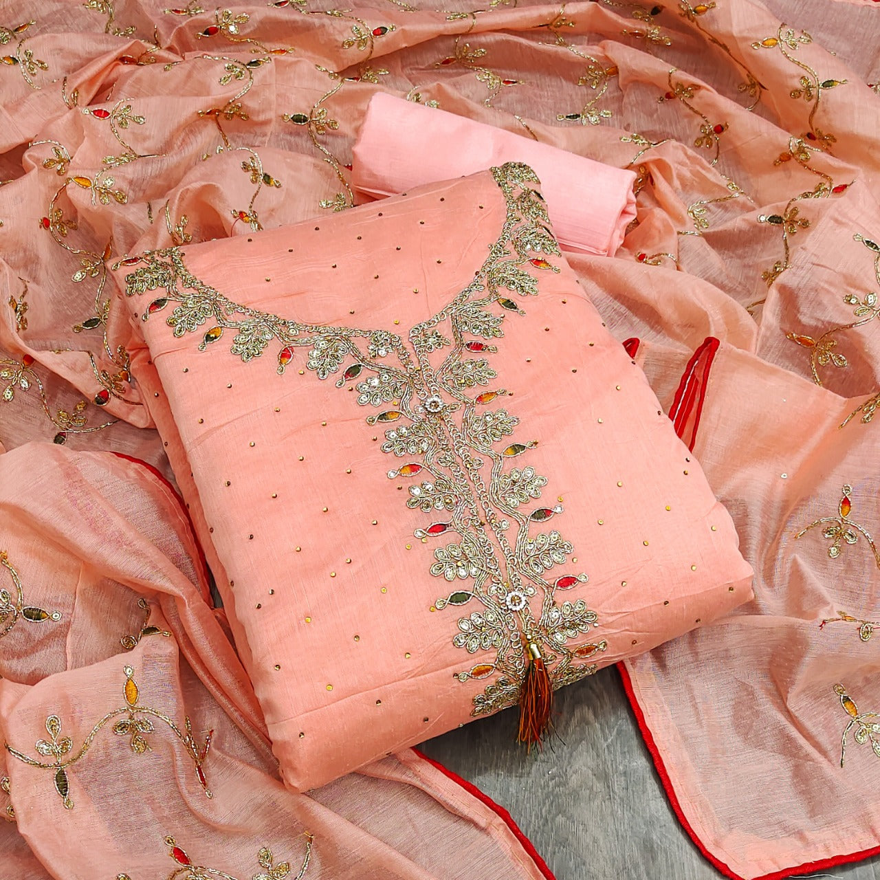 Top modal butti bottom inner heavy crep dupatta
