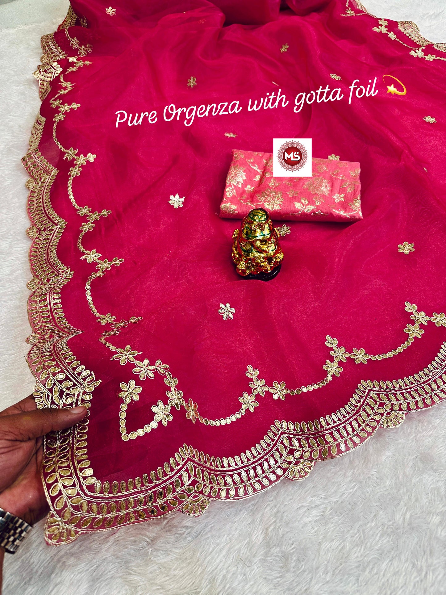Beautiful net organza Designer saree with C*pallu Foil gota work border  & butti all in saree or elegant cutwork boder..✨