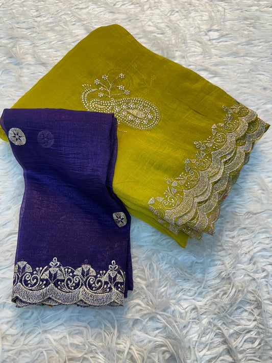 partywear Tussar crush sarees with Beautiful peacock motifs