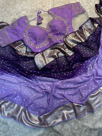 Viscose Georgette Saree With Banarasi Multi Emrodiry Work
