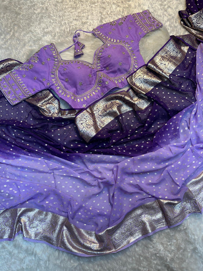 Viscose Georgette Saree With Banarasi Multi Emrodiry Work