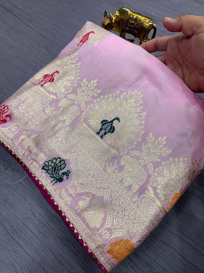 Pure Dola Silk With Zari Weaving Saree WIth Zarkan Pallu  Border