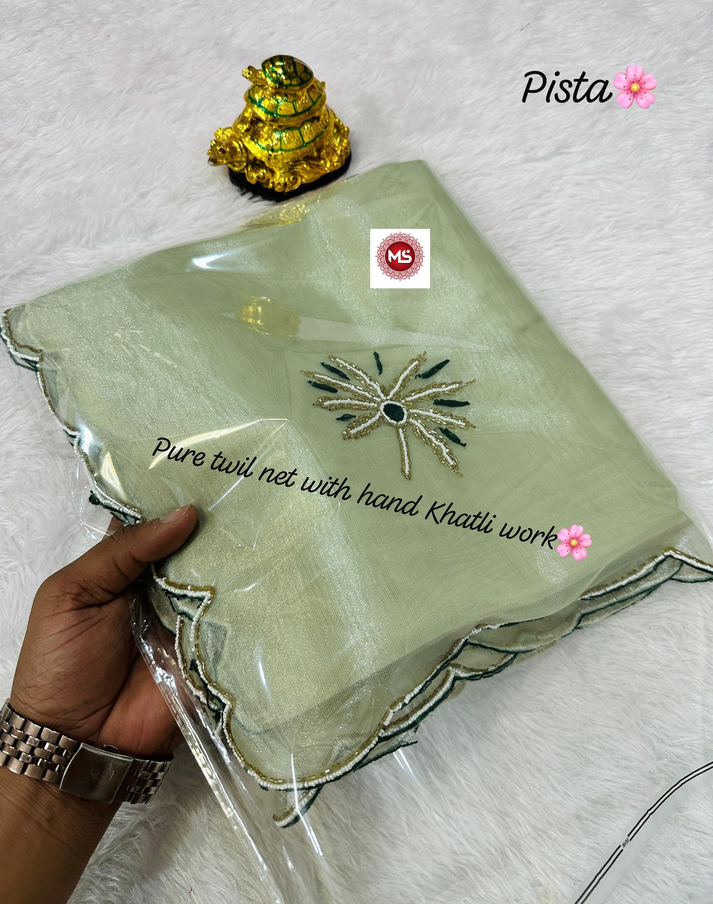 Best Pure Twile Net Very Soft Fabric Saree With Beautiful  Kutdana Moti Hand Work Saree