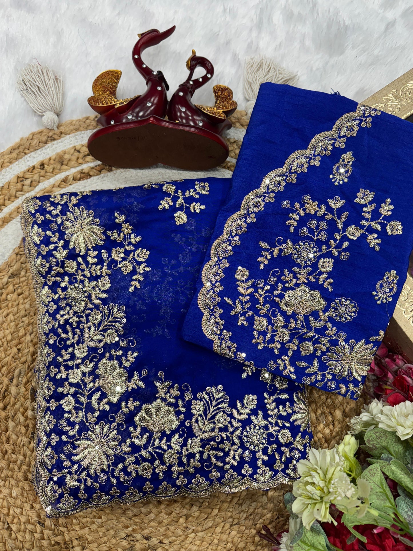 Exuding grace and sophistication, this Sequins work embroidered saree blends classic beauty with modern elegance