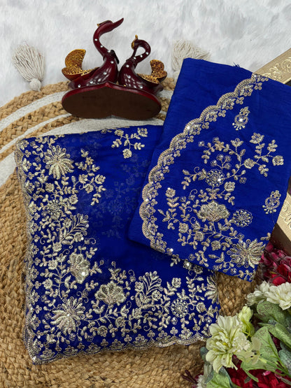 Exuding grace and sophistication, this Sequins work embroidered saree blends classic beauty with modern elegance