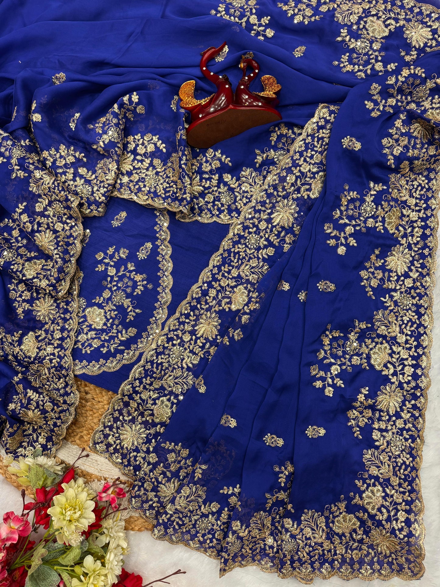 Exuding grace and sophistication, this Sequins work embroidered saree blends classic beauty with modern elegance