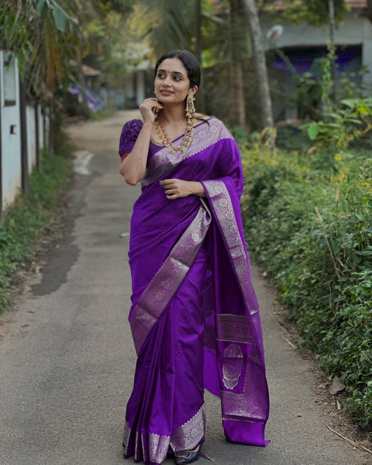 New Wedding Wear Banarasi Soft Silk Jacquard Weaving Work Fancy Designer Saree