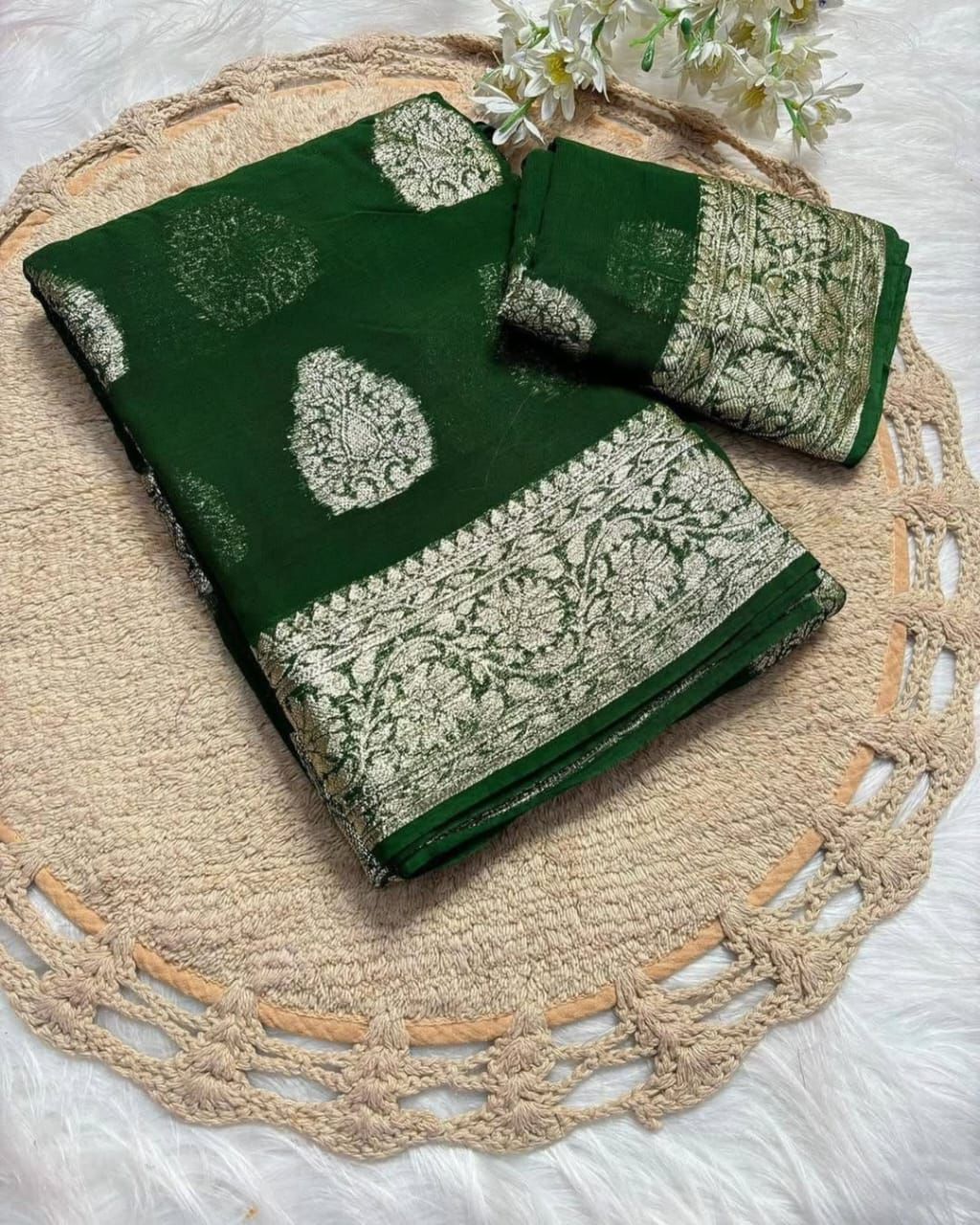 Latest Function wear Viscose Georgette Jacquard Weaving Work Fancy Designer Saree