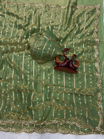 Beautiful Sequence Embroidery Work Saree