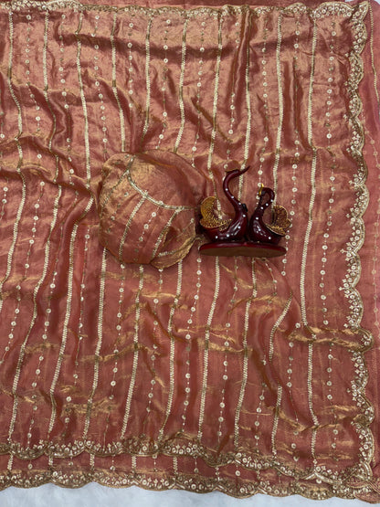 Beautiful Sequence Embroidery Work Saree