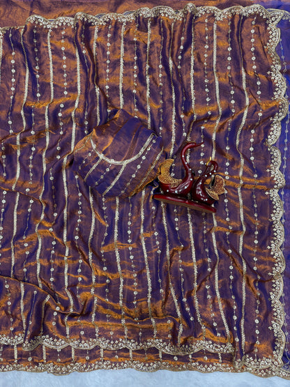 Beautiful Sequence Embroidery Work Saree