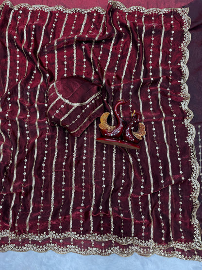 Beautiful Sequence Embroidery Work Saree