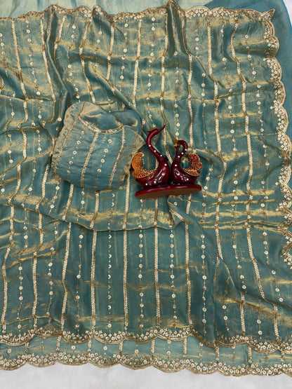 Beautiful Sequence Embroidery Work Saree