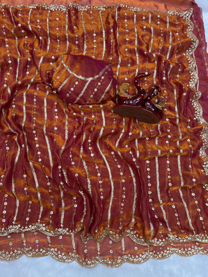 Beautiful Sequence Embroidery Work Saree