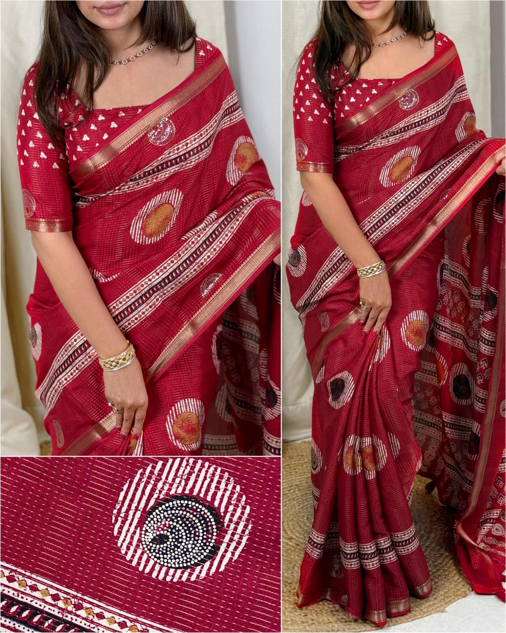 Make a statement with this printed sequins saree