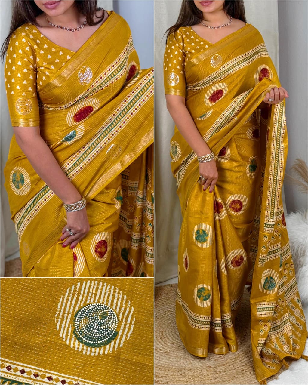 Make a statement with this printed sequins saree