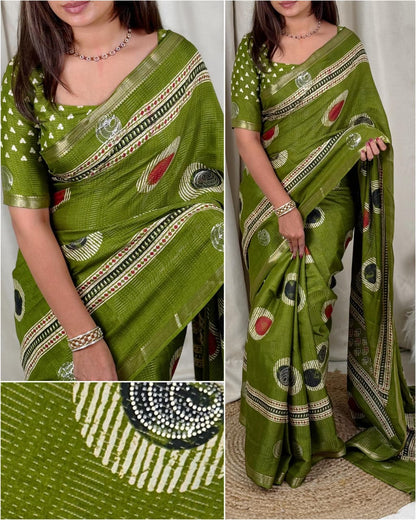Make a statement with this printed sequins saree
