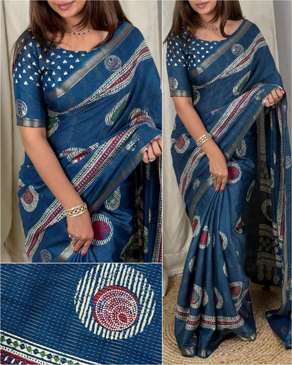 Make a statement with this printed sequins saree