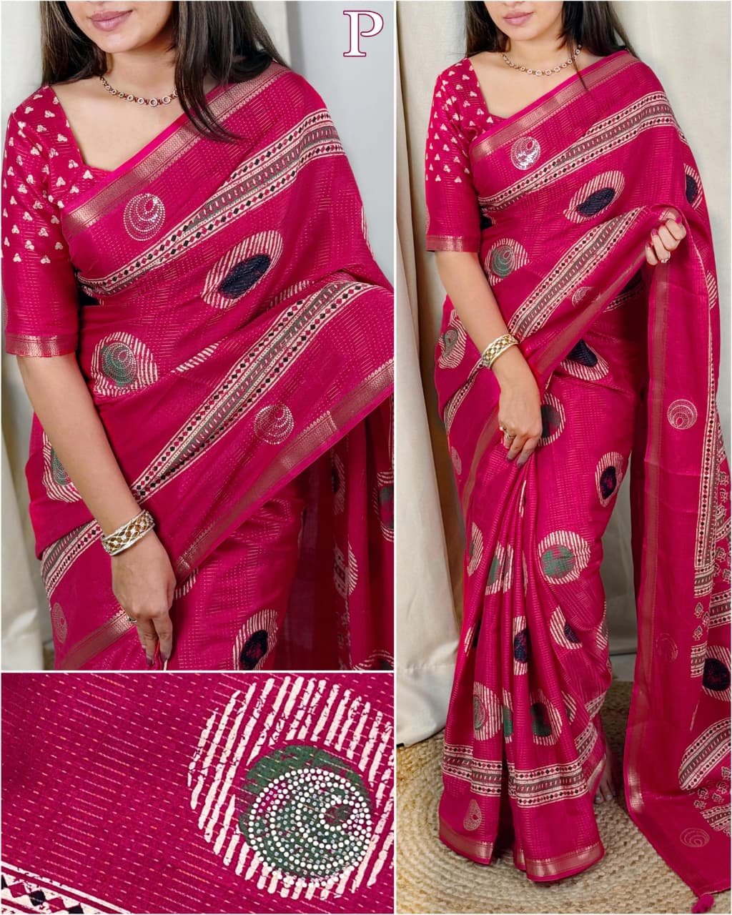 Make a statement with this printed sequins saree