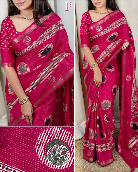 Make a statement with this printed sequins saree
