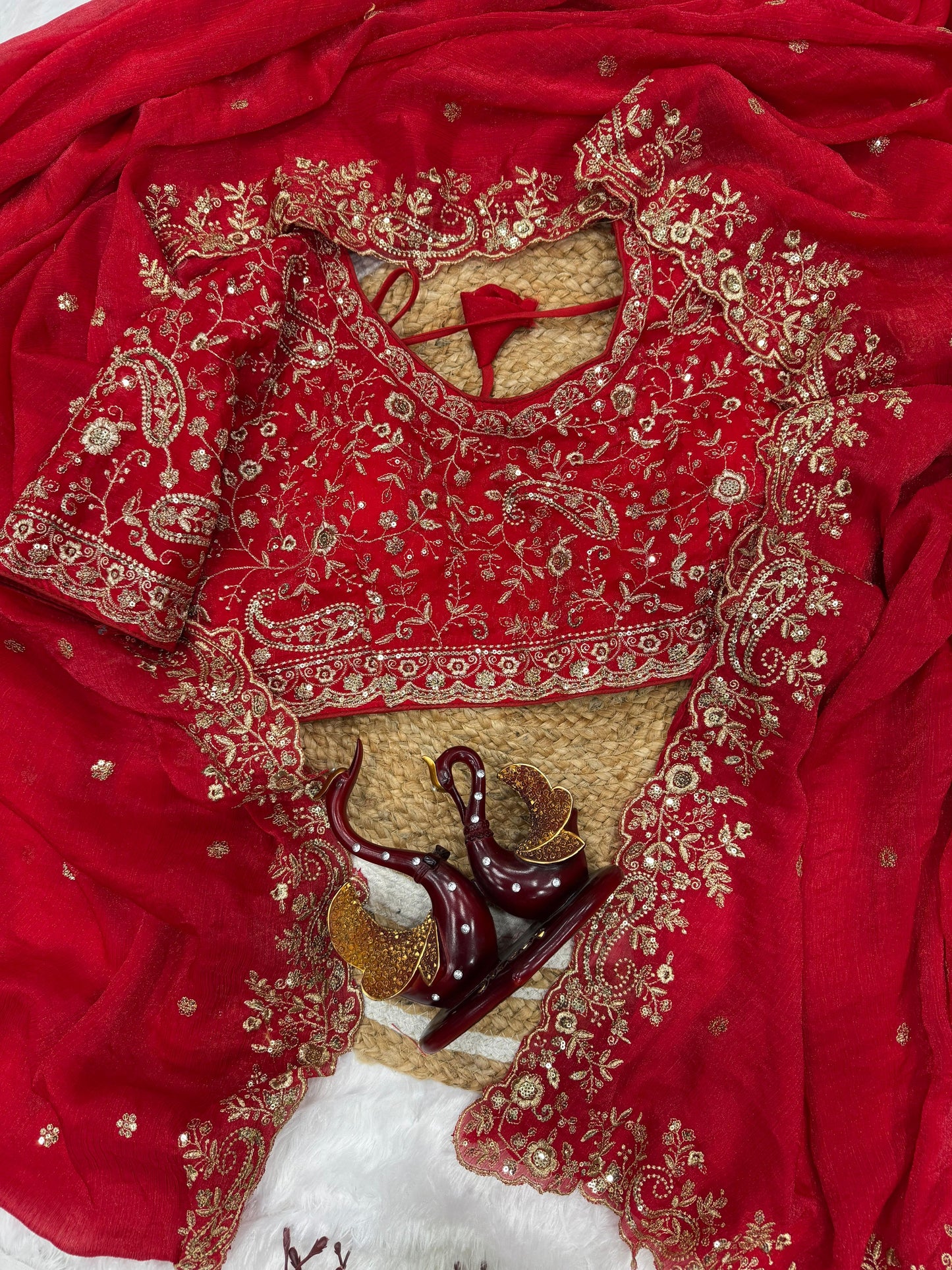 Festive special Red color trending saree collection by well ethnic