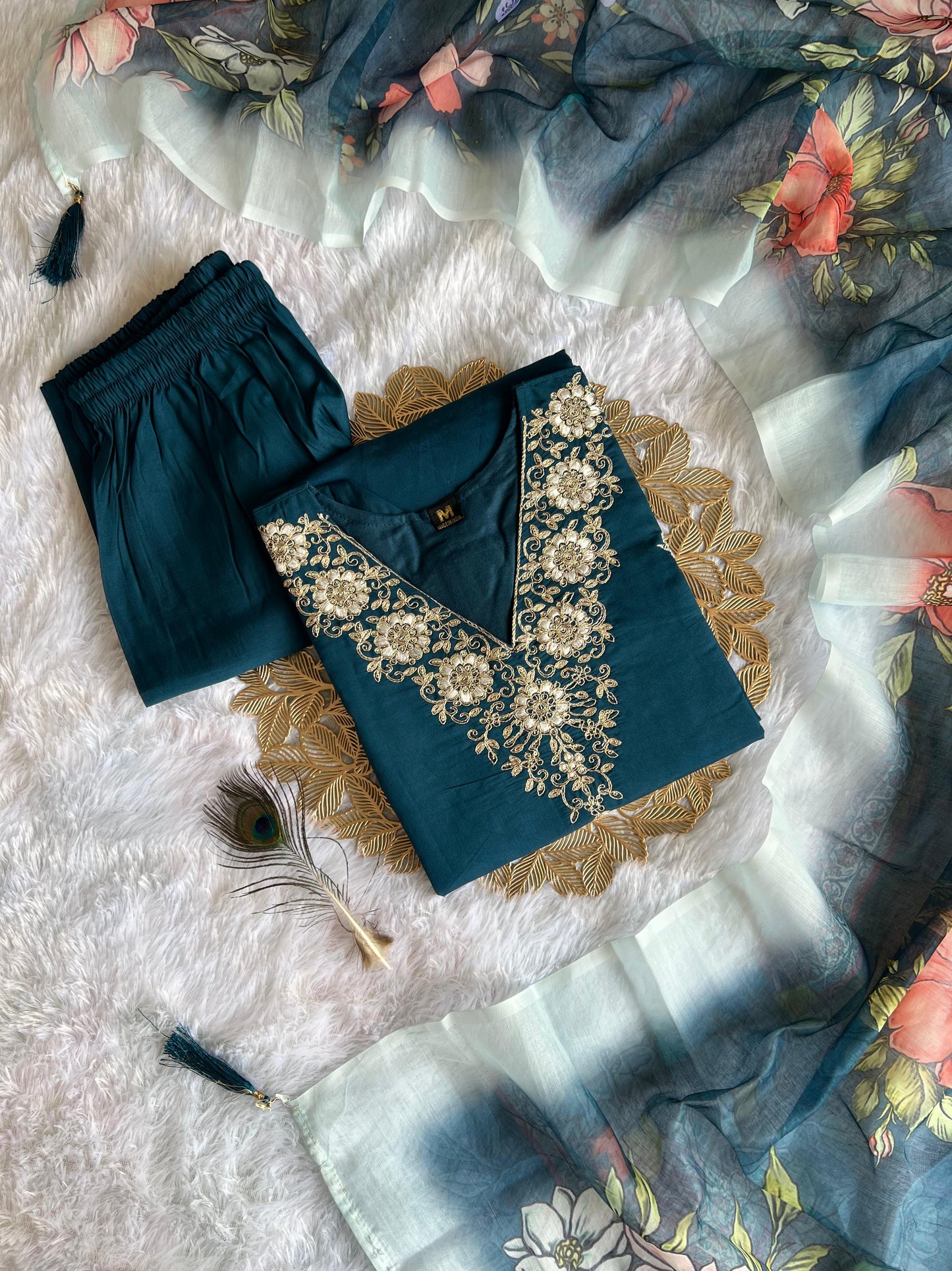 Roman Silk with Beautiful Embroidery With Sequence Work