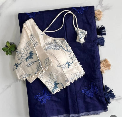 Chanderi Cotton Embroidery n Tussels Work Saree