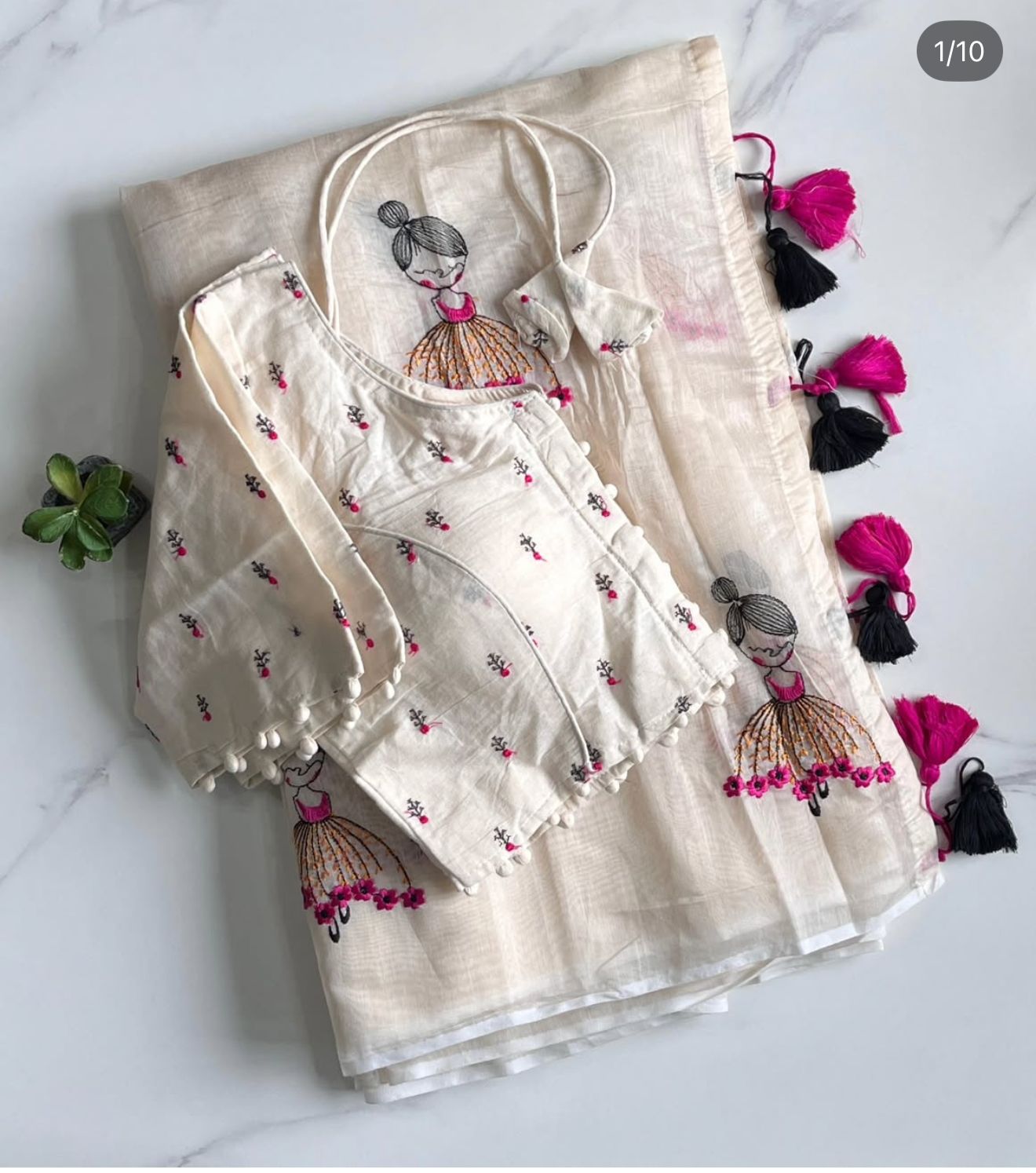 New Function Wear Chanderi Cotton Embroidery n Tussels Work Fancy Designer Saree With Stitched Blouse