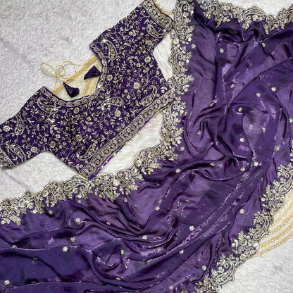 Fendy Satin Saree with 3mm Sequin Embroidery & Heavy Border