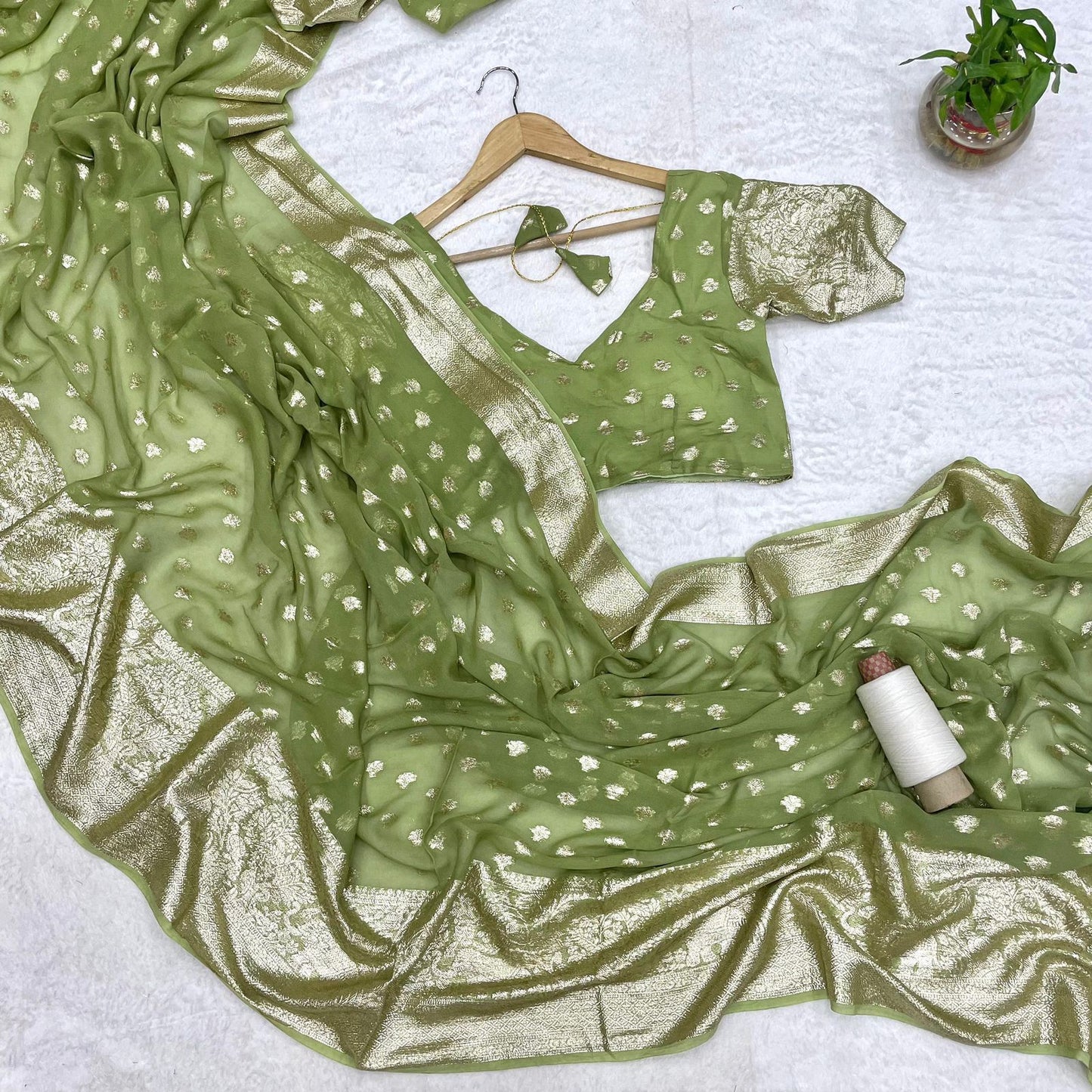 Beautiful Elephant Viscose Georgette Saree