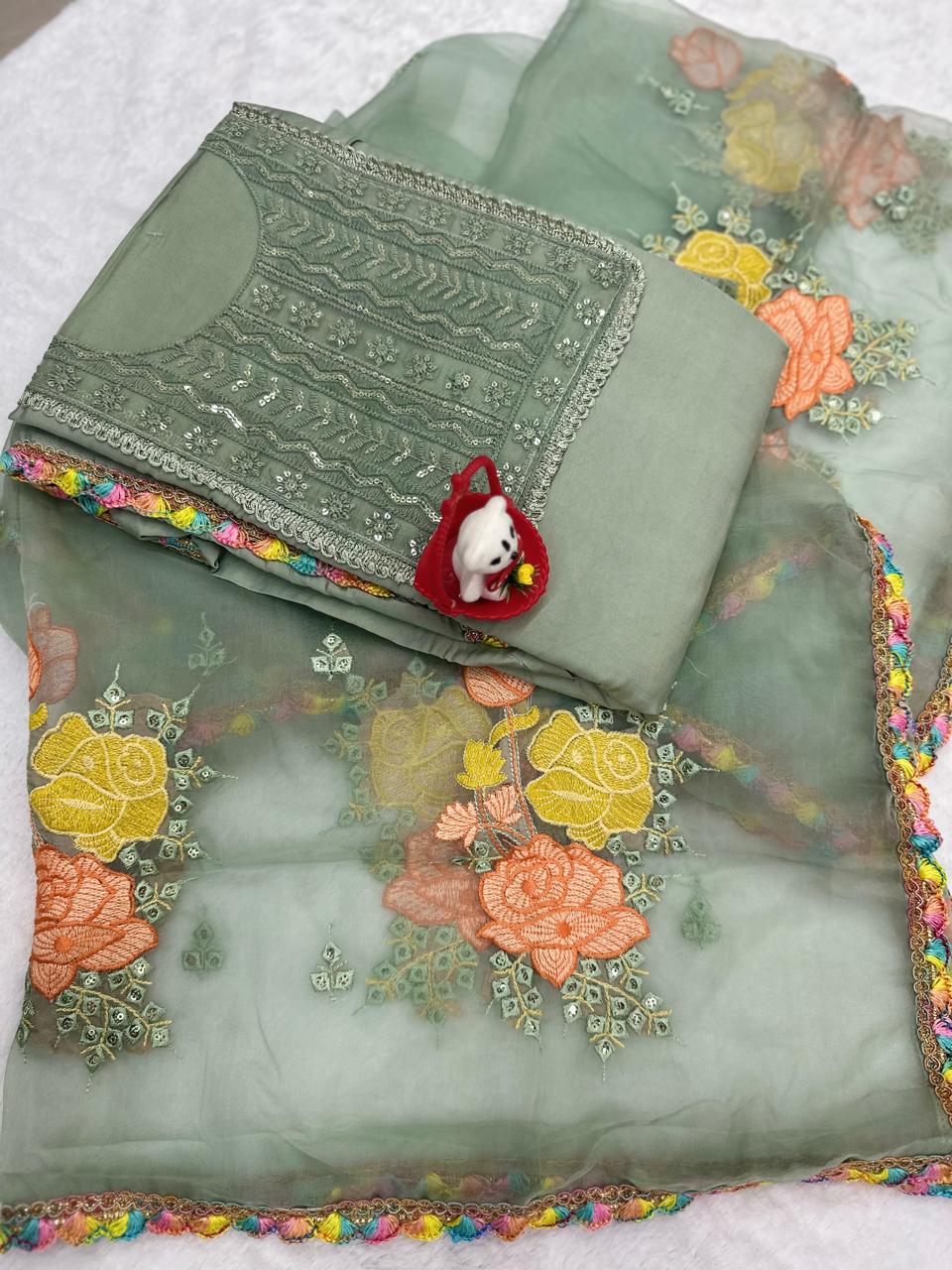 Chanderi Weave Unstitched Suit Set