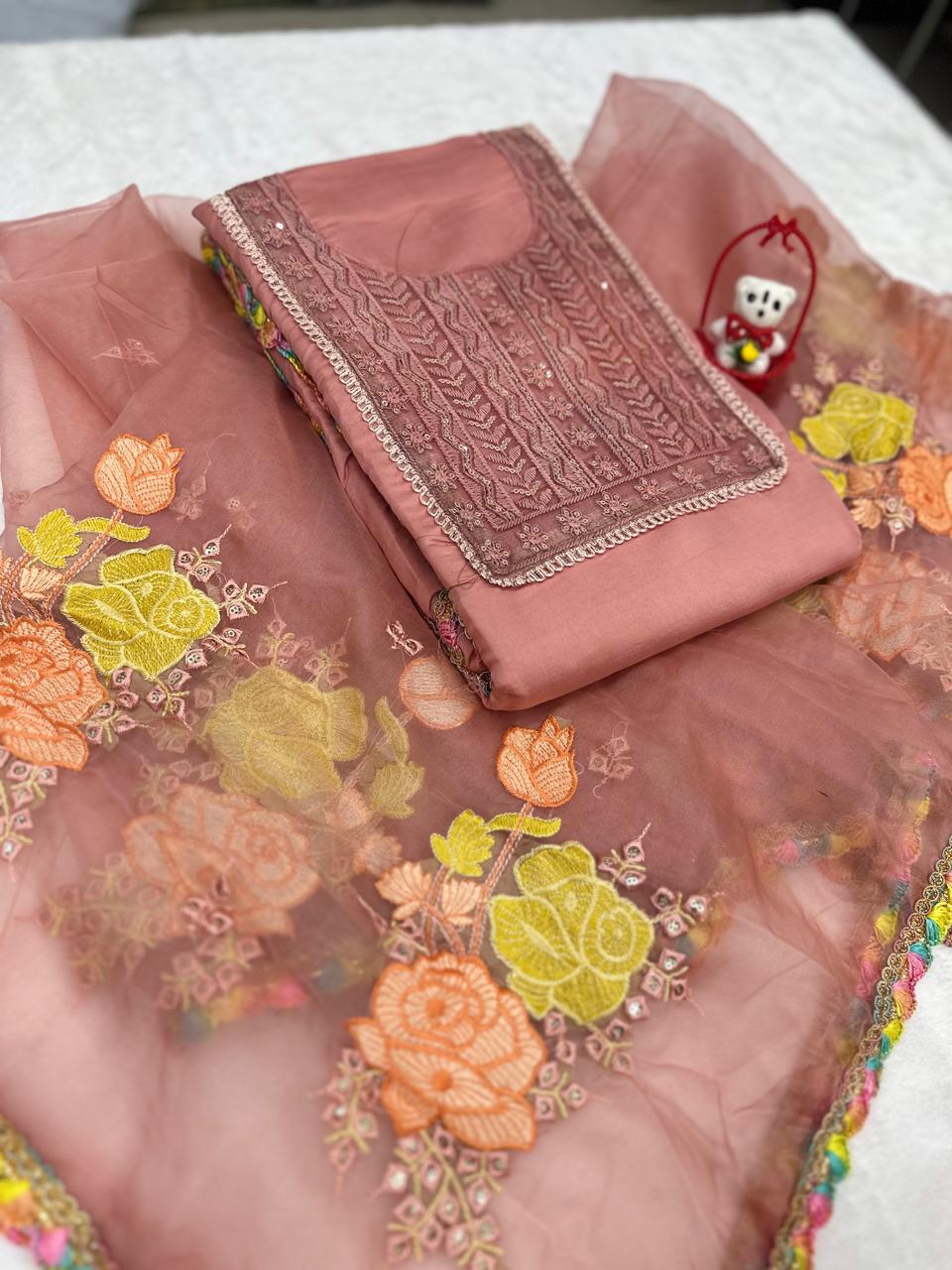 Chanderi Weave Unstitched Suit Set