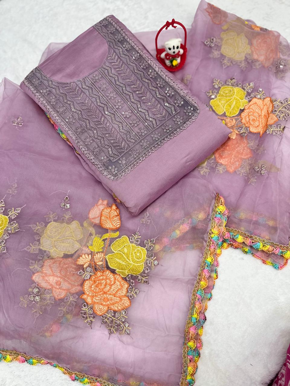 Chanderi Weave Unstitched Suit Set