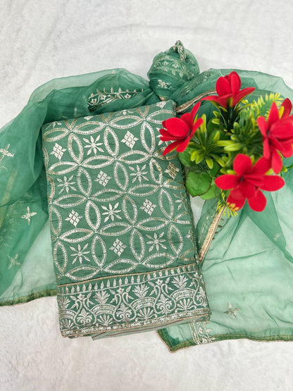 TOP DIGITAL HANDWORK DUPPATA ORAGANZA WORK INNER CRAPE